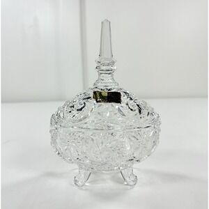 Vintage Anna Hutte Bleikristall 24% Lead Crystal Footed Candy Trinket Dish Lid
